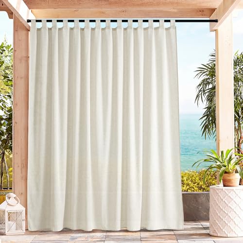 PONY DANCE Tende per Esterno Impermeabili con Passanti 1 Pezzo 254x243 CM Tenda Lino Semitrasparenti per Una Privacy Leggera e Arredo Elegante su Pergole o Gazebo, Beige