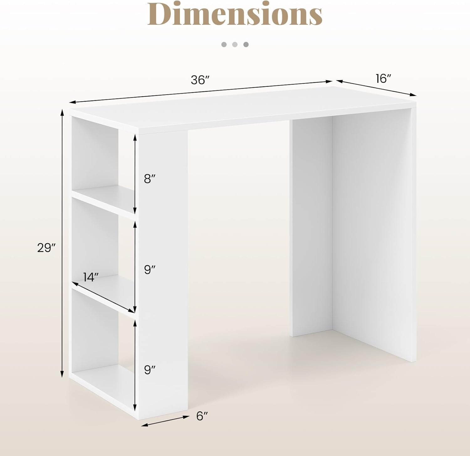 Diagram showing the dimensions of the Giantex Small Computer Desk.