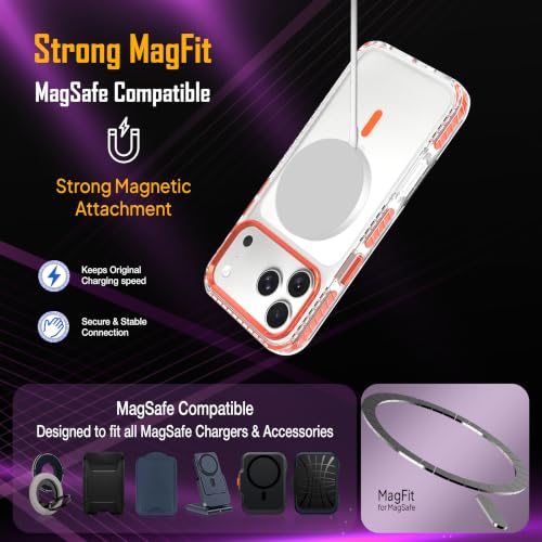 Image of Zapcase Crystal Clear Back case for iPhone 17 Pro Max | PC Back | TPU Bumper with Inner Rubber Grip | Metal Camera Guard Bezel | Metal Buttons | Scratch Resistant | 2 Layer Edge Protection | Orange