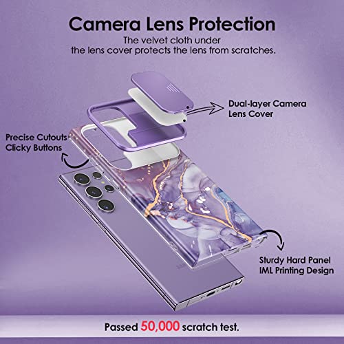 Chvelop for Samsung Galaxy S23 Ultra Case with Slide Camera Cover, Samsung S23 Ultra Case Shockproof Slim Thin Lightweight, Chic Glossy Fade-Resistant Pattern Phone Cases Cover for S23 Ultra, Purple by Chvelop - Image 2