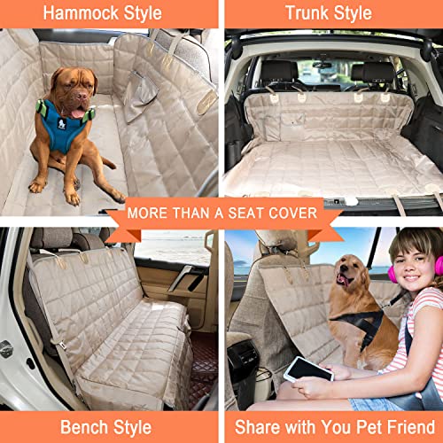 Bark Lover Dog Car Seat Cover For Back Seat Dog Seat Cover Hammock For Truck Suv - Waterproof Pet Car Seat Protector For Backseats,Beige Regular #TOP3