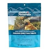 Alaska Naturals Dog Treats, Wild-Caught Pollock Jerky with Omega 3 to Support Healthy Skin & Shiny Coat, Gluten Free, Grain Free Training & Rewarding Dogs Treat, 4 oz