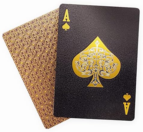 2 Decks of Playing Cards, INTEGEAR Gold 3D Embossed Patterned Poker Cards Plastic PET Waterproof Playing Cards Luxury Magic Trick Game Tool Gift Reusable Party Decoration