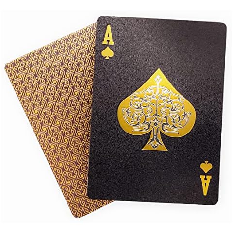INTEGEAR 2 Decks of Playing Cards, Gold 3D Embossed Patterned Poker Cards Plastic PET Waterproof Playing Cards Luxury Magic Trick Game Tool Gift Reusable Party Decoration Cover