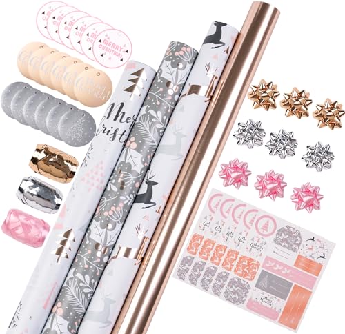 Wrapaholic Christmas Wrapping Paper Set with bows, tags & ribbons