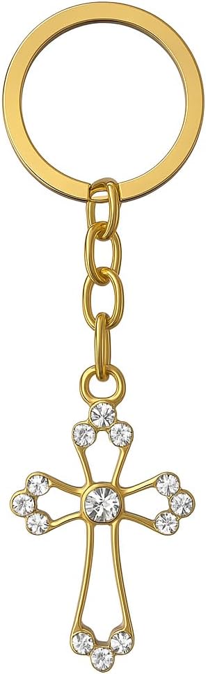 Cross Keychain – Rhinestone Crystal Keychains for Women, Faith Inspired Christian Gift, Spiritual Bag Charm with Sparkly Diamante Accents