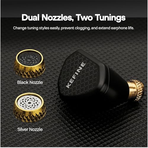 Image of Kefine Klean in-Ear Monitor, 10mm DLC Diaphgram Dynamic Driver IEM Earphones, HiFi Wired Gaming Earbuds with Dual Interchangeable Nozzles & Detachable 2-PIN Cable (with Mic Type-C, Black)