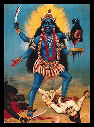 Image of Tallenge - Kali - Raja Ravi Varma Mythology Collection - Medium Canvas - Framed (17 x 24 inches)