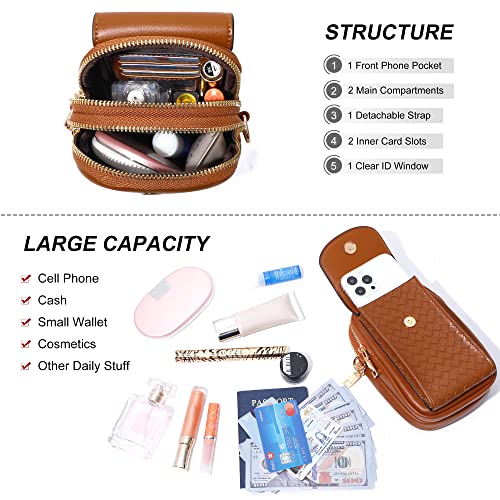 OIDERY Small Crossbody Bags Cell Phone Purse for Women, Leather Shoulder Handbag Wallet Purse with Credit Card Slots3