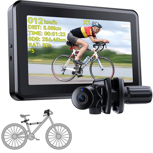 FEISIKE Bike Camera with 4.3' Display, 145° Wide-Angle Night Vision Bike Mirror with Cyclocomputer,...