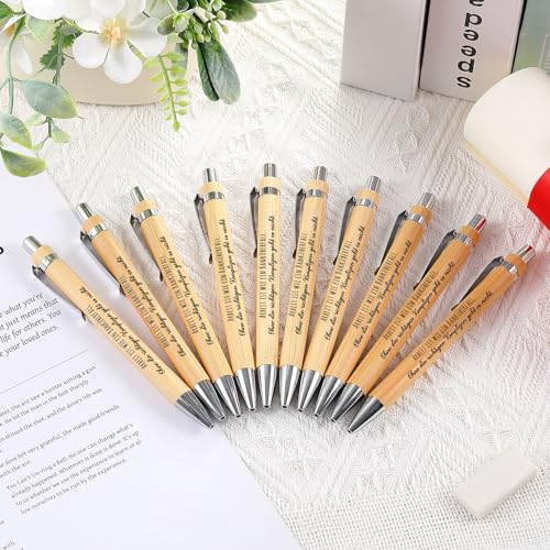 Stylo à bille rétractable en bois avec gravure dicton adieu
