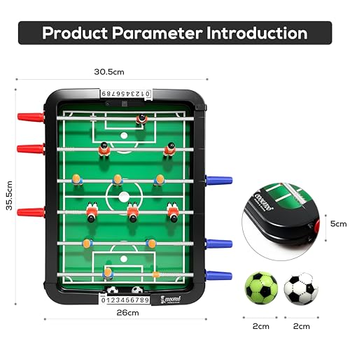 Image of Cockatoo Plastic Material Indoor Soccer Game for Boys & Girls, Indoor Foosball Game with 6 Handles, 12 Players, 2 Balls, 2 Scorers and 2 Goal Box, Size: 36.6 x 37 x6 CM