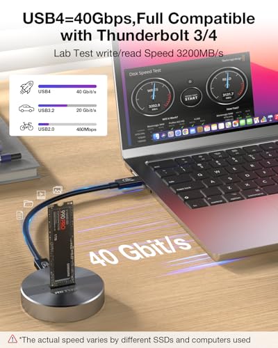 Adaptador M.2 a USB con docking NVMe 40Gbps miniatura 6