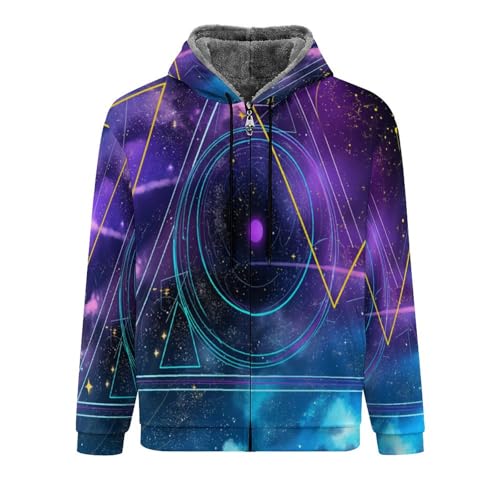 Sweat à capuche zippé pour homme en polaire chaude géométrique