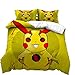 AmenSixye Juego de Cama Estampado de Dibujos Animados 3D Pokemon Pikachu edredón Cubierta de Cama Spead niño Chico Dormitorio Funda nórdica para Cama,230x260cm(3piezas)