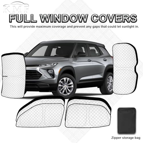 Image of KMF Windshield Sun Shade Replacement for Chevy Trailblazer Accessories 2021-2024, Side Window Sun Shade Cover Sun Visor Shield Cover, Rear Window Sunshade for Camping UV Block and Privacy Protect