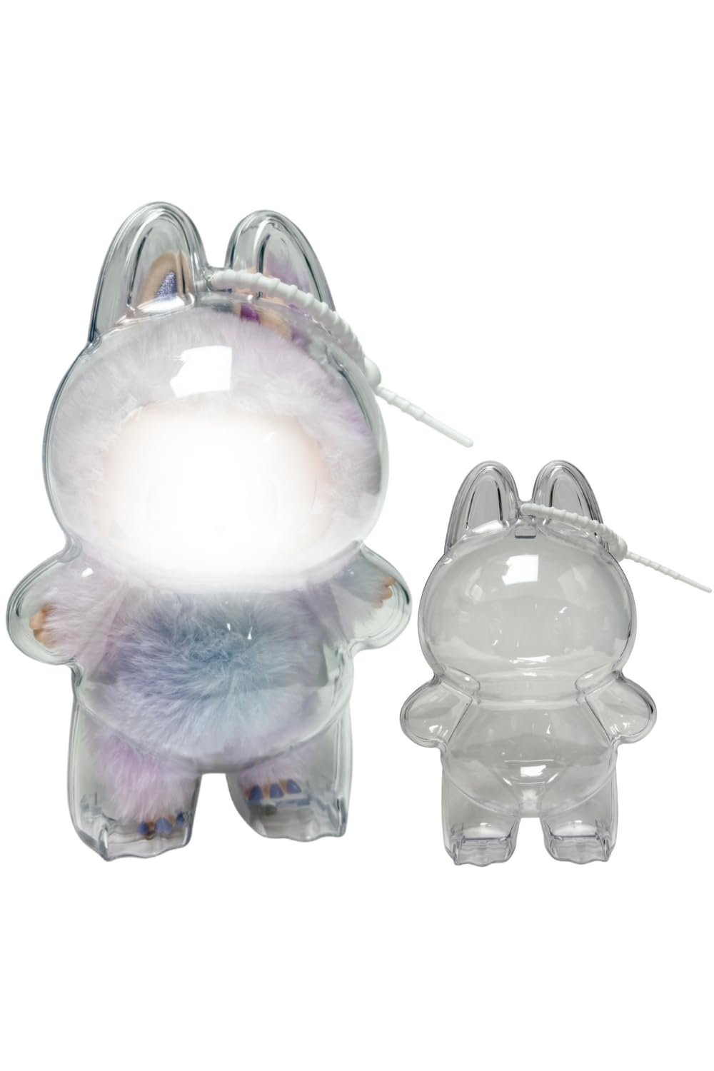 THE MONSTERS LABUBU用保護ケース ラブブ ケース 専用ケース 立ち姿 座り姿 クリア カバーストラップチェーン付き シート 汚れ防止 透明 吊り下げ可能 ポータブル 紛失防止 落下防止 傷防止 全面保護カバー 収納バッグ 散歩用 防塵 携帯 傷つけ防止 透明ケース (立ち姿, 専用ケース)