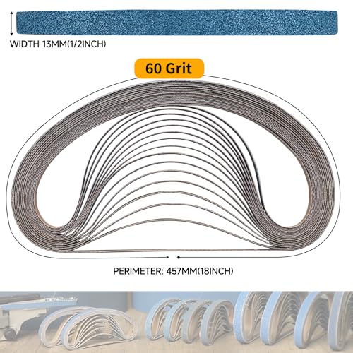 Image of 40-Piece Premium 1 /2 x 18 Inch Zirconia Sanding Belts 60 Grit