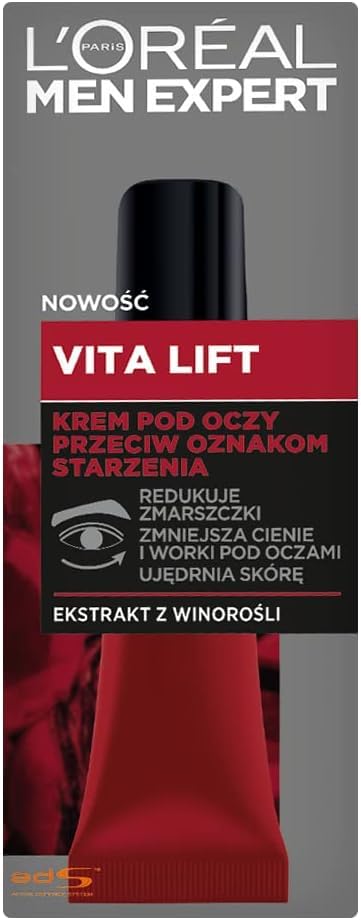 L Oreal Paris Men Expert Vita Lift Eye Cream for Men Anti Aging Eye Cream Reduces Dark Circles Wrinkles Fine Lines and Eye Bags with French Vine Extract Non Greasy Fast Absorbing 1 Pack-image-5