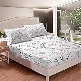 Feelyou Elephant Bed Sheet Set for Kids Boys Girls Teens Cute Elephant Print White Pink Cartoon...