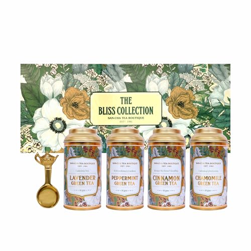 Image of Sancha Tea Boutique Bliss Collection - Green Tea Gift Box with Lavender, Chamomile, Cinnamon & Peppermint Teas, 200g
