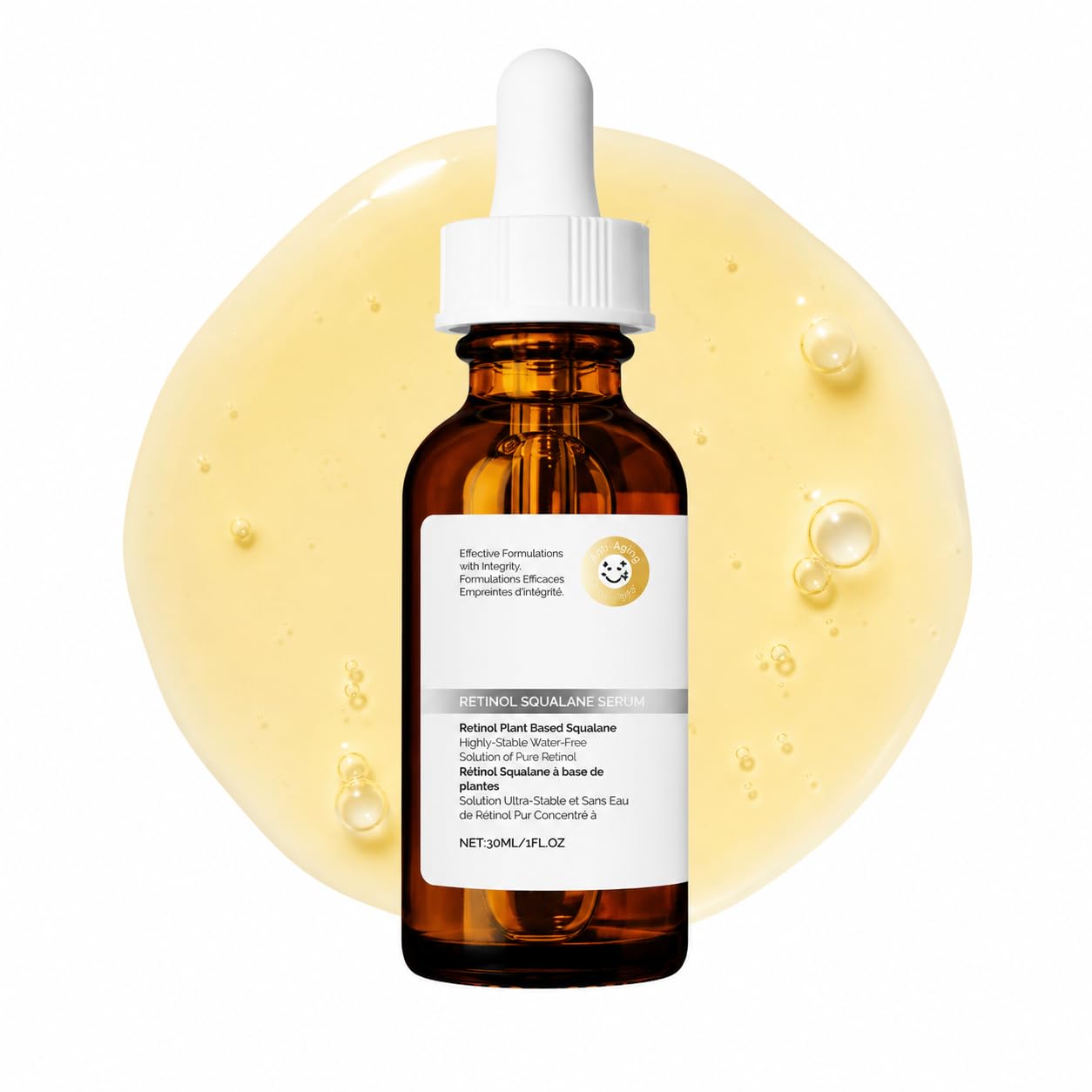 Retinol Serum with Squalane & Hyaluronic Acid, Anti Aging, Night Repair for Fine Lines & Wrinkles, 30ml