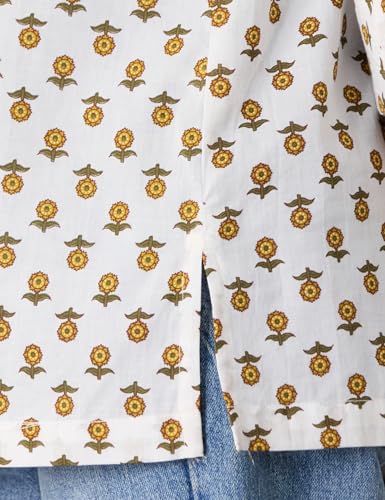 Image of Amazon Brand - Myx Women's Screen Print Straight Printed Regular Cotton Short Kurti (Available in Plus Sizes)