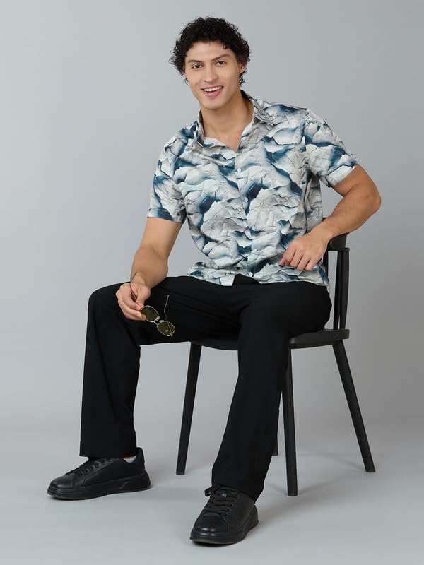 Image of MARK & ALBERT Men's 100% Cotton Printed Half Sleeves Regular Fit Shirt for Men