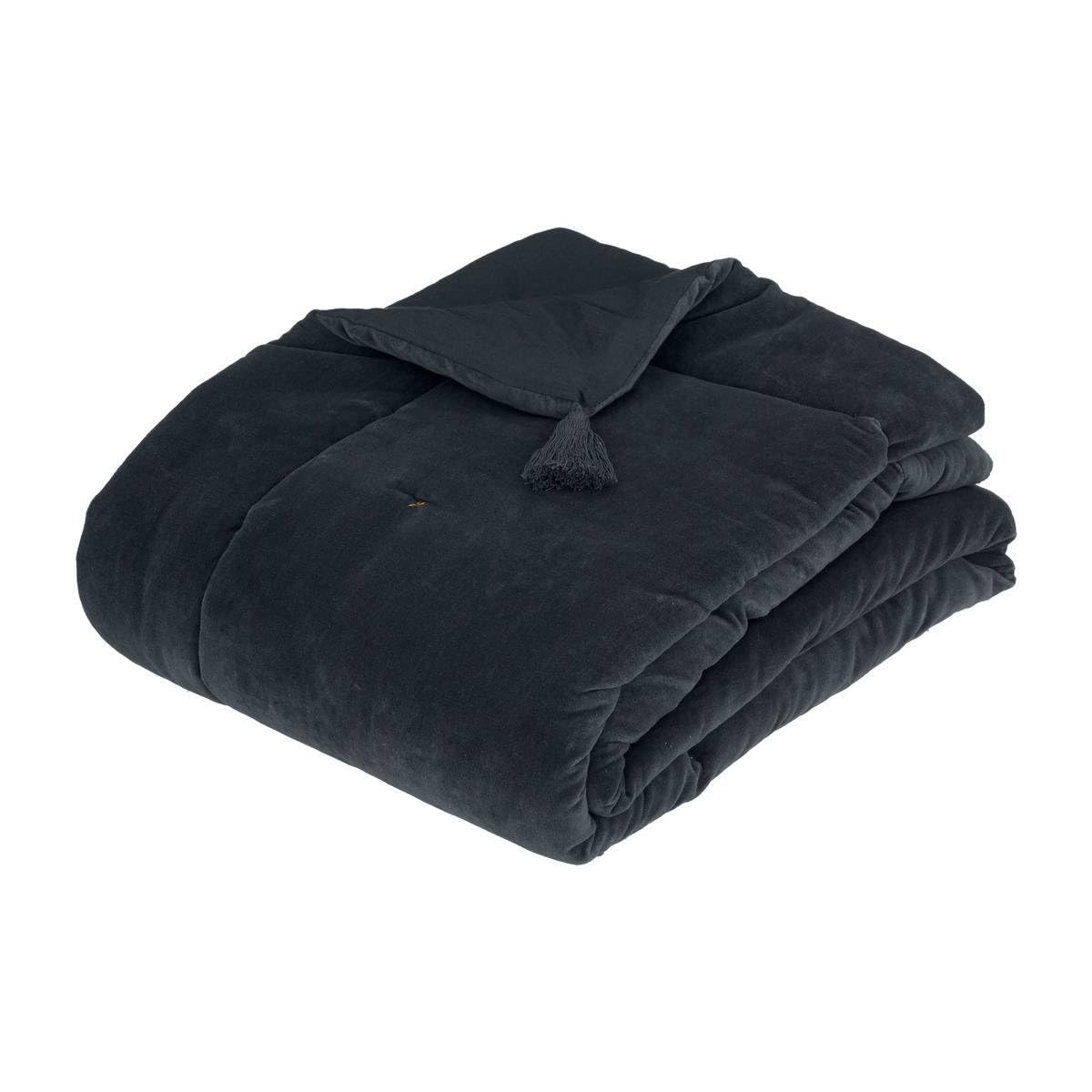 Couverture en coton velours gris foncé Atmosphera 70x180 cm pour vos soirées cocooning