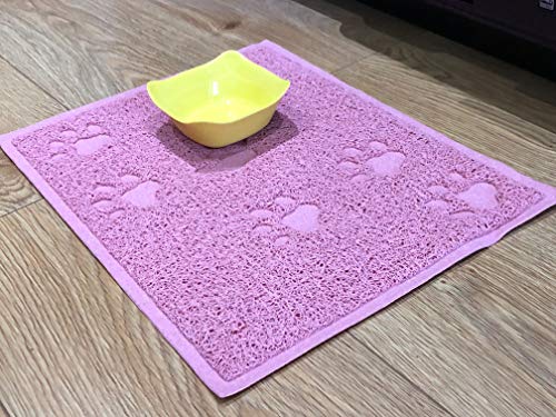 Opul - Mantel Individual Cuadrado de PVC, Impermeable, para Perro, Gato, Comida Antideslizante, para Perro, Cachorro, Gato, Plato, Comida y Agua, fácil de Limpiar, Grado FDA (Rosa bebé)