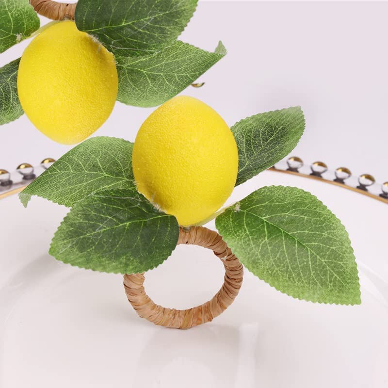 CURTEK Lemon Napkin Rings Set of 8, Yellow and Green Plastic, Farmhouse Style Decorations for Dinner Wedding, Party - Image 4