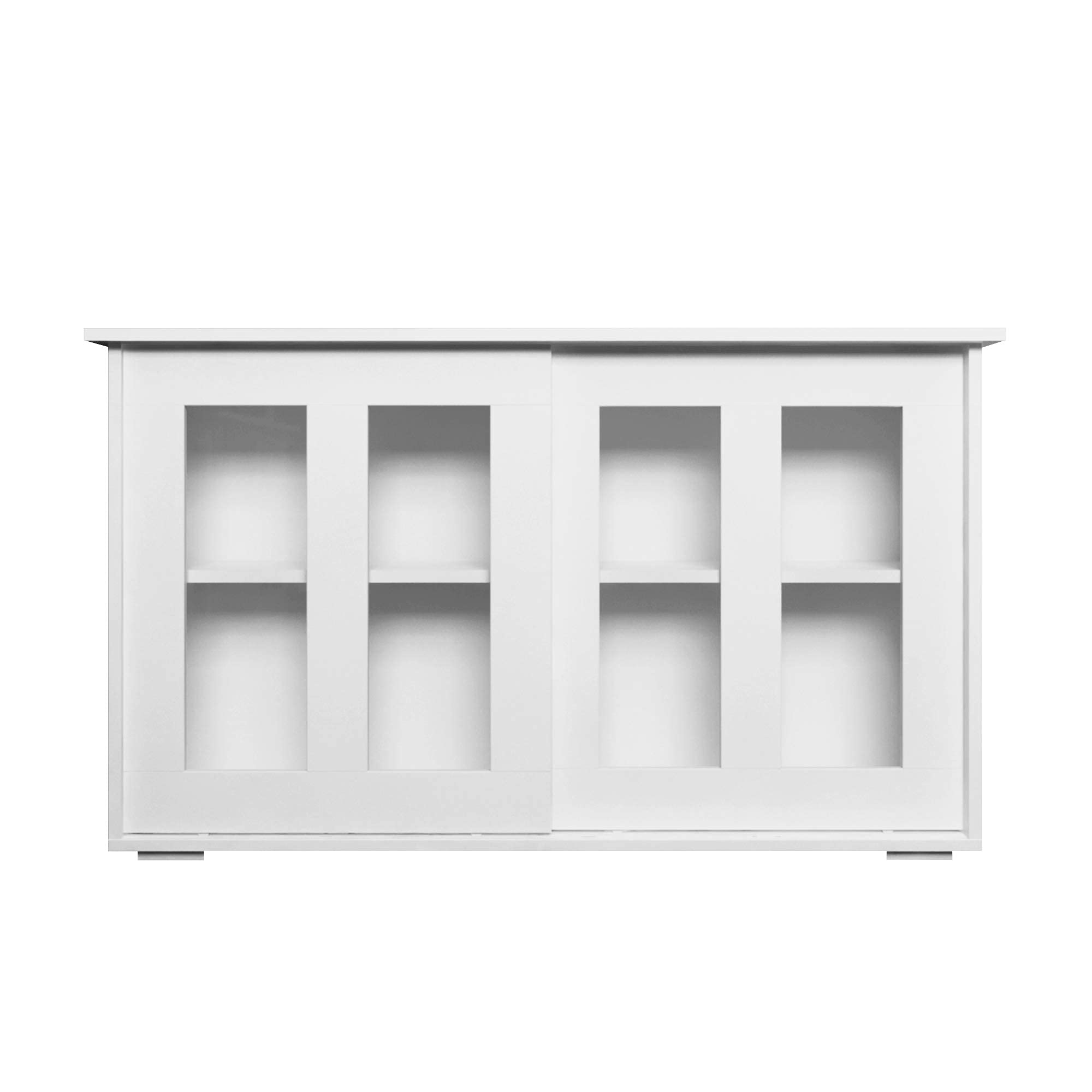 FurnitureRSideboard Buffet Modern Storage Cabinet with Sliding Doors/Adjustable Shelves, 42'' Kitchen Cupboard Stackable Console Bar Table for Home Living Room, White