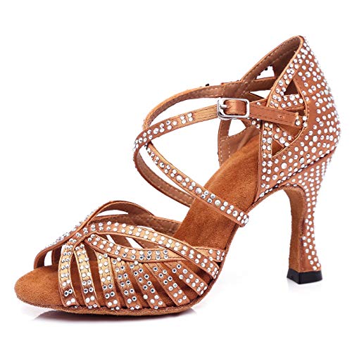 Sandales de danse latines pour femme ornées de cristaux brillants
