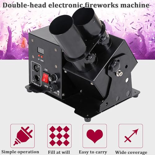 Máquina de cañón de confeti Máquina eléctrica de lanzamiento de confeti - Cañón profesional de 2 cabezales con DMX512 y control remoto para eventos, fiestas, clubes, conciertos