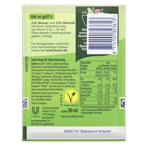 Knorr Salatkrönung Balsamico-Kräuter für ein leckeres Salatdressing mit natürlichen Zutaten* 15x 52 ml