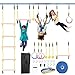 Parcours d'obstacles Ninja Warrior pour Enfants,Kit de Slackline 50FT-Équipement D'entraînement Ninja Warrior,Anneaux Ninja,Échelle de Corde d'escalade,Boule de Corde et Bâton de Suspension