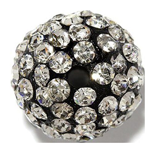 RUBYCA Pave Czech Crystal Round Disco Ball Clay Beads fit Shamballa Jewelry (50pcs, 12mm, Black), Black Clear Crystal