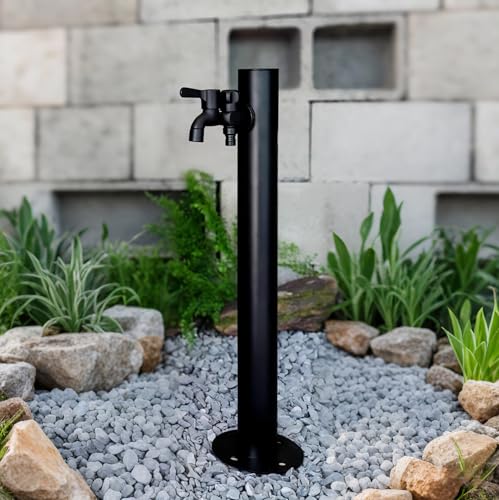 Ddasam 立水栓 屋外、水栓柱、りっすいせん 屋外、縦型蛇口 ステンレス製の蛇口ポスト 頑丈で耐久性があります 屋外水栓設置用の水栓柱、スタイリッシュで美しく、実用的でありながら装飾品としても使用できます 304ステンレス製、結實 耐摩耗性 防寒 不凍綿 内蔵、悪天候も怖くない パティオの装飾、灌漑、洗車、ペットシャワー、清掃、衛生などに適しています 60cm