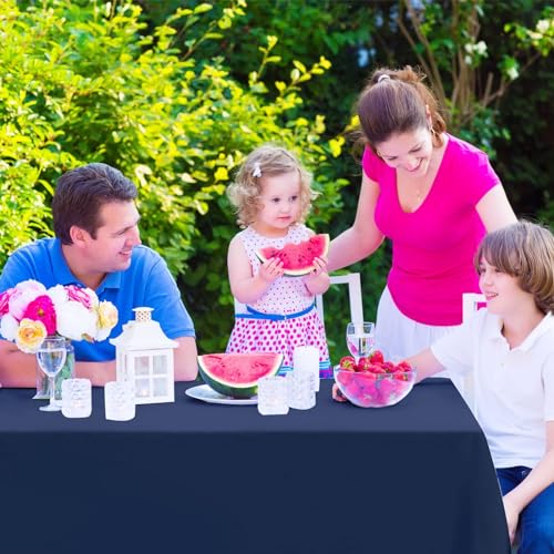Image of Kopokita 6 Pack Navy Blue Plastic Tablecloths Disposable 54 x 108 Inch | Rectangle Table Cloths, Party Table Covers for Birthday, Picnic, Wedding, Graduation
