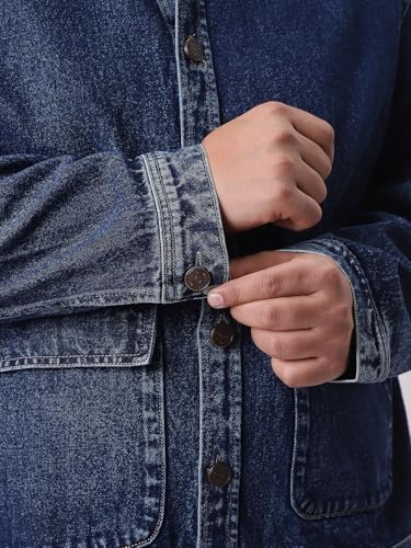 Image of Urbano Plus Men's Relaxed Fit Full Sleeve Utility Denim Jacket