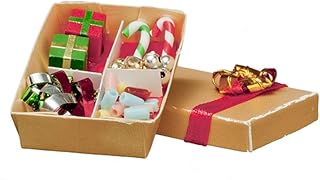 Dolls House Box of Christmas Decorations Tree Ornaments 1:12 Scale Accessory