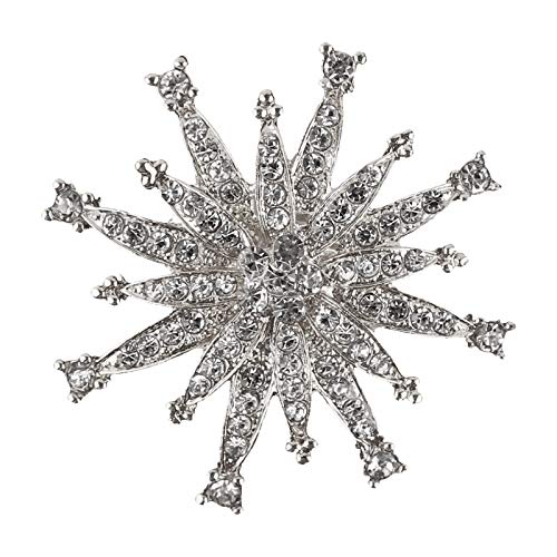 Snowflake Eight-Pointed Star Brooch Artificial Pearl Rhinestone Pins for Dress Sweater Scarf Christmas Gift Wedding Party Decoration Brooch 1 Pack (Silver)