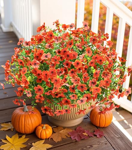 HyeFlora Artificial Fall Flowers Faux Mums for Outdoor Indoor Garden...