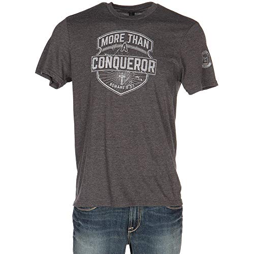 Mason Jar Label Llc Mens More Than a Conqueror Charcoal T Shirt L Vintagecharcoal