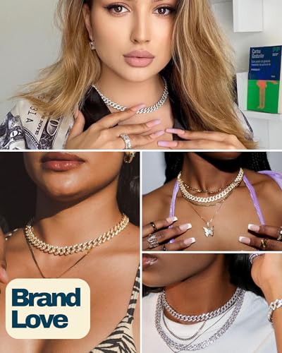 Image of Iced Classic Spring Clasps 9mm Cuban Link Chain Necklace /Bracelet, Everlasting Shine 14k Gold /Silver Plated Diamond Choker, Prong-Setting 5A Cubic Zirconia Hip Hop Jewelry For Men Women with Gift Box