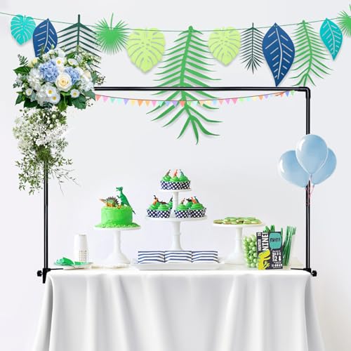 Over The Table Rod Stand with Clamps, 31-95”Length, Metal Table Arch Stand Decorated Arch for Party, Birthday, Wedding, Halloween, Christmas, Black