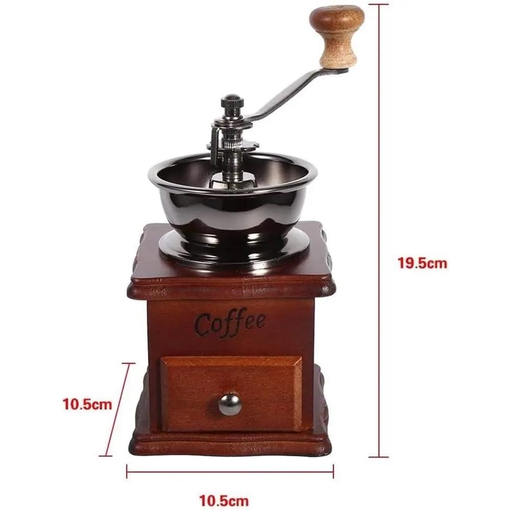 Klassische Retro-Kaffeebohnenmühle, Holz, Handkurbel, Kaffeemaschine, professionelle Barista, Zuhause, Kaffee-Zubehör, dunkel