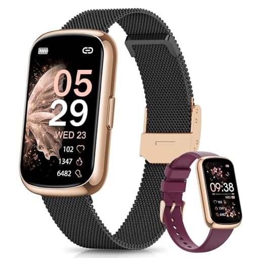 Sanorum Reloj Inteligente Mujer, 1.47'' Pulsera Inteligente Mujer con 2 Correas, IP68, Función Femenina, Pulsómetro, SpO2, Sueño, 24 Modos Deportivos, Podómetro Smartwatch para iOS Android Oro Negro