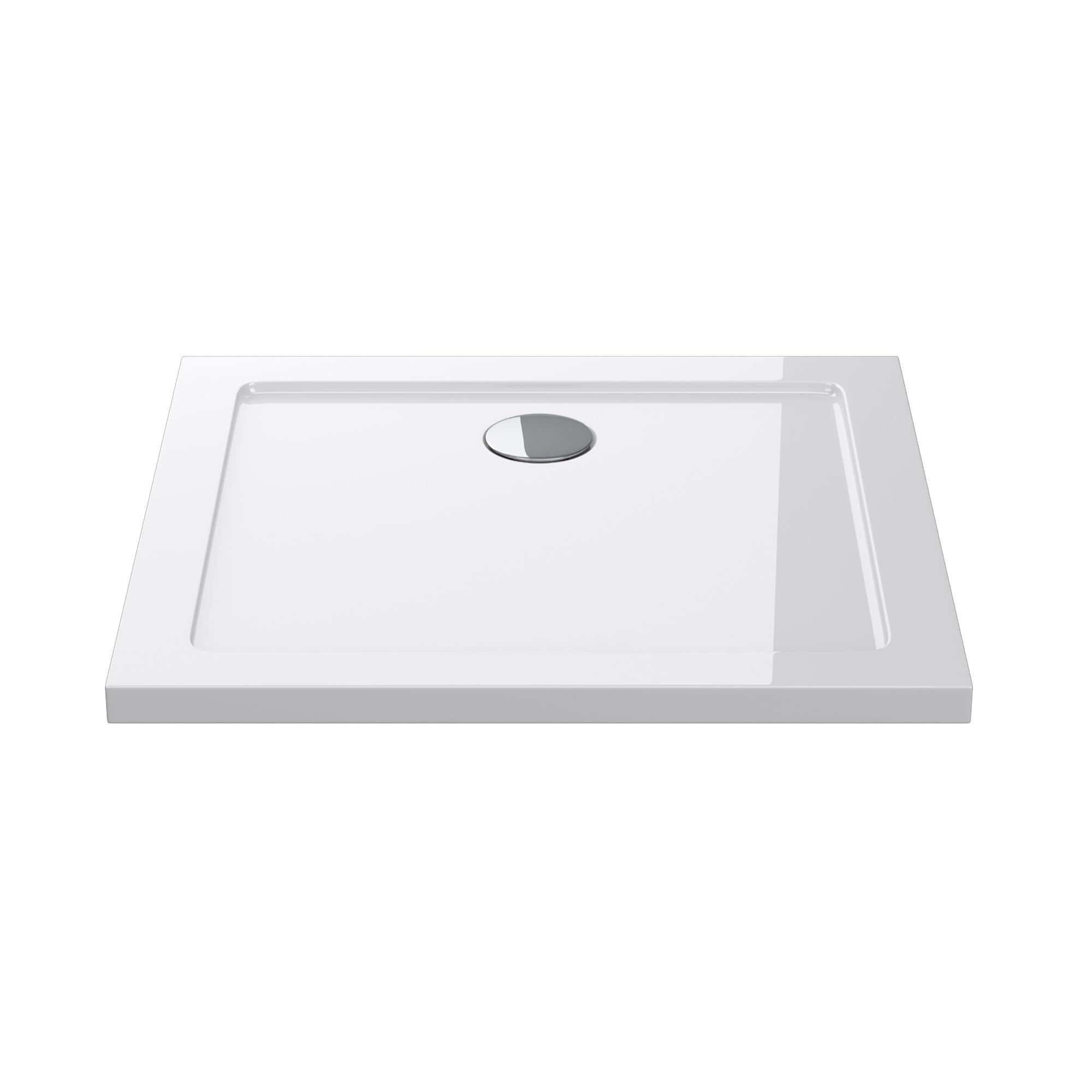 Mai & Mai Plato de Ducha 70x80x4 cm – Acrílico Blanco Rectangular, Antideslizante y Resistente, Instalación a Ras de Suelo o Sobresuelo Faro2 | Bañera acrílica en color blanco para cabina de ducha, forma: rectangular Faro