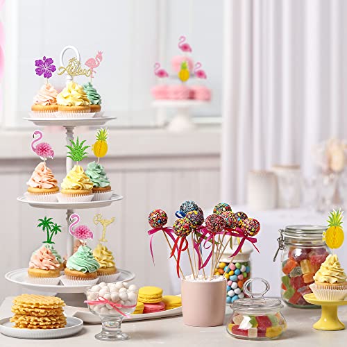 Gyufise 32Pcs Tropical Cupcake Toppers Aloha Cupcake Picks Flamingo Cake Toppers Hawaiian Luau Cake Decorations For Aloha Baby Shower Tropical Wedding Party Decor #TOP3